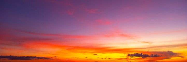 Fototapeta premium amazing panoramic sunrise or sunset sky with gentle colorful clouds. Long panorama, crop it.