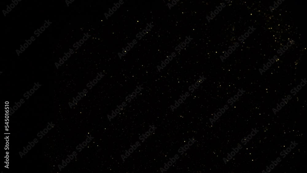 Poster Sparkling star in dark space for video overlay effect. Abstract glitter texture animation for video background