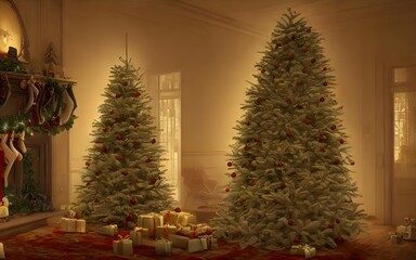 The Christmas tree is up in the living room, and it looks beautiful. The lights are shining brightly, and the decorations sparkle. It's a real focal point in the room, and everyone is admireing it.