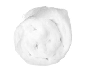 Roll of soft cotton wool on white background