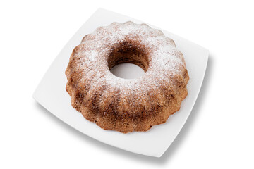 Sweet freshly baked Chocolate cake in a baking pan