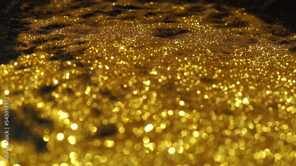 Poster Abstract golden texture in blurry light for background animation. Glitter pattern for video effect, transition and overlay