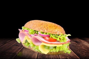 Tasty fresh sandwich dish with meat and vegetables