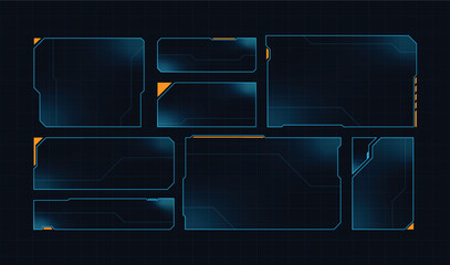 Hud frames futuristic text box border frame scifi digital screen hologram panel vector