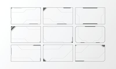 Hud frames futuristic text box border frame scifi digital screen hologram panel vector