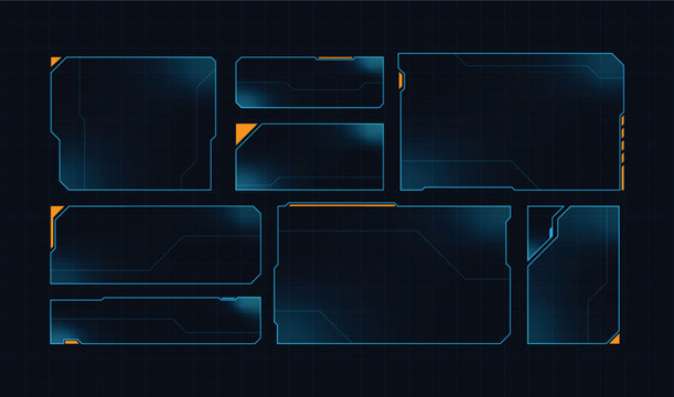 Hud frames futuristic text box border frame scifi digital screen hologram panel vector