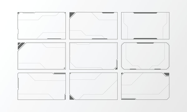 Hud frames futuristic text box border frame scifi digital screen hologram panel vector