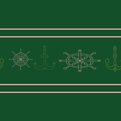 Vector green and pink striped nautical seamless repeat pattern background. Perfect for fabric, wallpaper, scrapbooking and diy projects.
