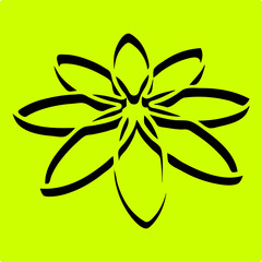 3D illustration of a flower on a green background