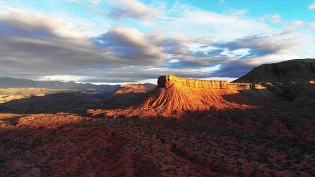 Aerial approach to beautiful mountain scenery in southern Utah