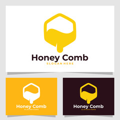 honey comb logo vector design template