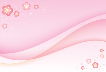 梅の花とピンクのウェーブの年賀状背景