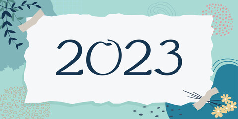Happy New Year 2023 on Paper Aesthetic beauty memphis background