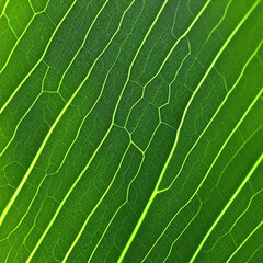 Close-Up Photo of a Green Spring Leaf with Veins