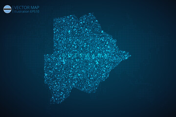 Map of Botswana modern design with abstract digital technology mesh polygonal shapes on dark blue background. Vector Illustration Eps 10.