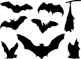set of bats silhouette