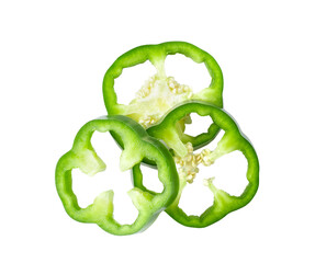 Sliced green bell pepper isolated on transparent png