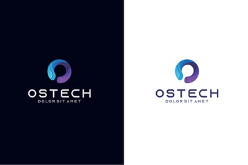 Modern Letter O tech logo design technology digital template illustration