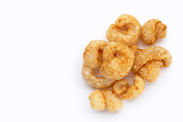 Crispy pork rinds or pork snack.