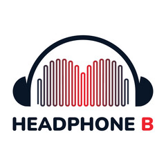 Letter B sound wave and headphone Logo Design Template