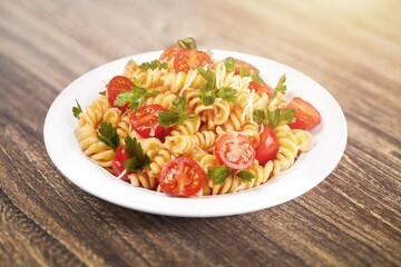 Tasty fresh Noodle dish on the plate