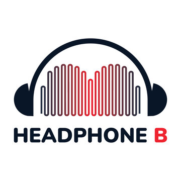 Letter B sound wave and headphone Logo Design Template