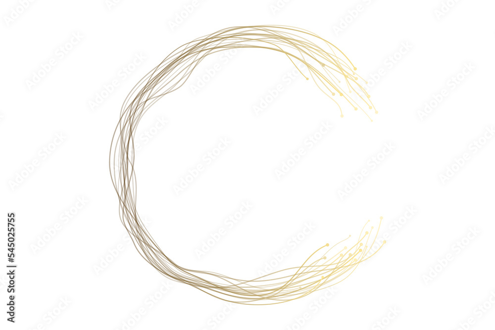 Aufkleber Abstract circles lines wavy swirl in round frame gold gradient isolated on transparent background space for text design elements in luxury modern style.