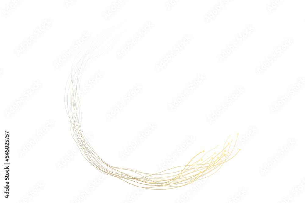 Aufkleber Abstract circles lines wavy swirl in round frame gold gradient isolated on transparent background space for text design elements in luxury modern style.