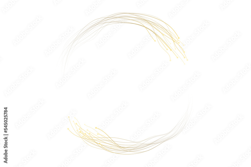 Aufkleber Abstract circles lines wavy swirl in round frame gold gradient isolated on transparent background space for text design elements in luxury modern style.