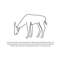 Goat line design. Simple animal silhouette decorative elements drawn with one continuous line. Vector illustration of minimalist style on white background.