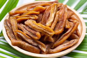 Sun dried banana. Fruit snack