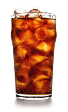Cola juice with ice in glass