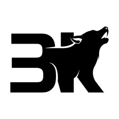 The letter B illustration logo merges with the barking wolf