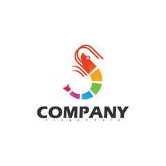 Shrimp logo vector illustration design. very suitable for restaurant logos, brand, seafood, etc.
