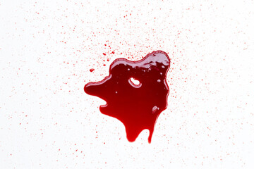 Drops of blood on white background.