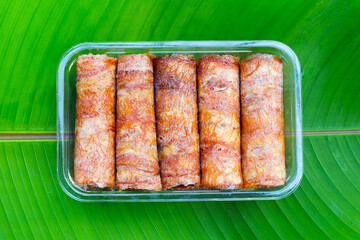 Sun dried banana roll snacks