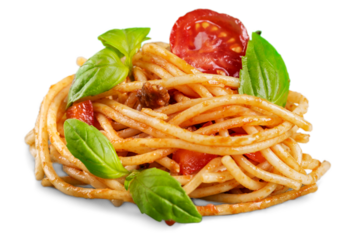 spaghetti with tomato sauce and sprinkled with cheese