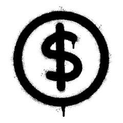 Spray Painted Graffiti dollar icon Word Sprayed isolated with a white background. graffiti cash icon with over spray in black over white. Vector illustration.