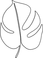 simplicity monstera plant freehand continuous line drawing