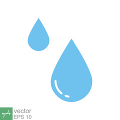 Water drops icon. Simple flat style. Drop water, droplet, liquid, oil, rain, clean aqua, farming, nature, environment concept. Vector illustration isolated on white background. EPS 10.