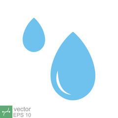 Water drops icon. Simple flat style. Drop water, droplet, liquid, oil, rain, clean aqua, farming, nature, environment concept. Vector illustration isolated on white background. EPS 10.