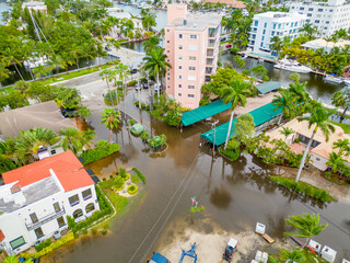 Neighborhoods under water Hurricane Nicole aftermath Fort Lauderdale Florida