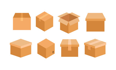Fototapeta premium Box mockup open and closed cardboard package vector realistic template