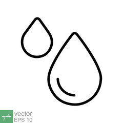 Water drops icon. Simple outline style. Drop water, droplet, liquid, rain, clean aqua, farming, environment concept. Thin line vector illustration isolated on white background. EPS 10.