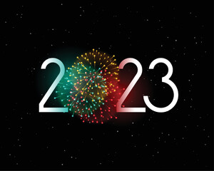 2023 new year event celebration poster with colorful firework