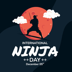 Ninja Silhouette Vector Logo. Suitable to use on international ninja day © Nacht28