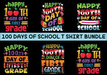 100 day of school colorful T-shirt design vector for print on demand, 100th day of school t-shirt design vector