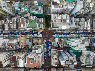 Top down view of Hong Kong city