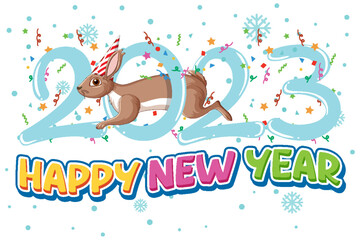 Happy New Year 2023 text for banner design