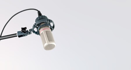 Professional classic microphone on light background